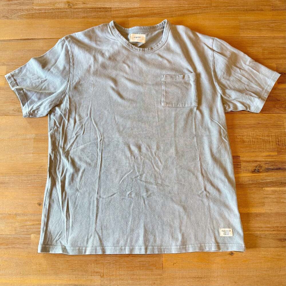 P&Co Grey Waffle Knit Short Sleeve Pocket T-Shirt Large